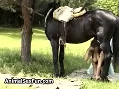 A mature, chubby person adores bestiality sex with both men and horses.